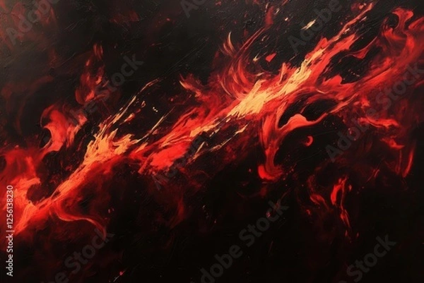 Fototapeta dynamic crimson smoke tendrils swirling against black background, creating elegant abstract forms with dramatic lighting