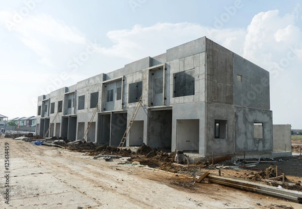 Fototapeta Konstrukcja budynku wykonana w systemie prefabrykacji