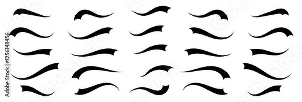 Fototapeta Swoosh line vector, underline swish, Swoosh and swash typography tails shape. Underline retro swoop wave line for athletic t-shirt.  set isolated on white background. eps10 66