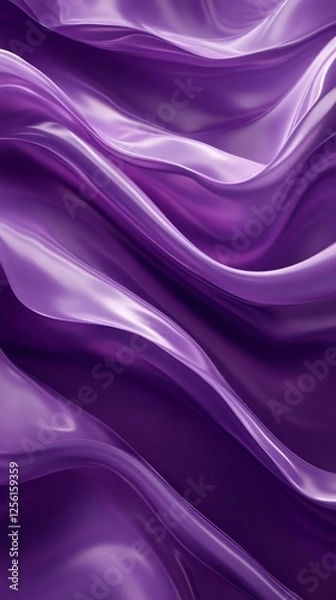 Fototapeta A stunning display of deep purple satin fabric gracefully flowing in waves, creating a rich and luxurious visual texture.
