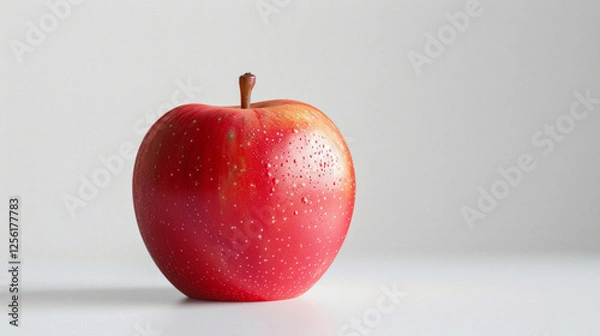 Fototapeta A single red apple on an isolated white background, object focused, png, stock image, hd quality