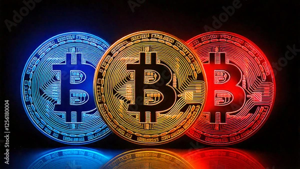 Fototapeta Colorful Bitcoin