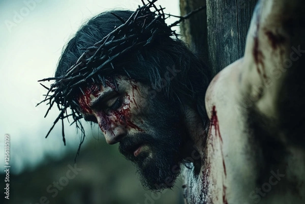 Obraz blooded jesus on cross