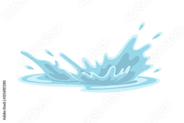 Obraz Puddle of water and splashes. Vector color image on a white background.