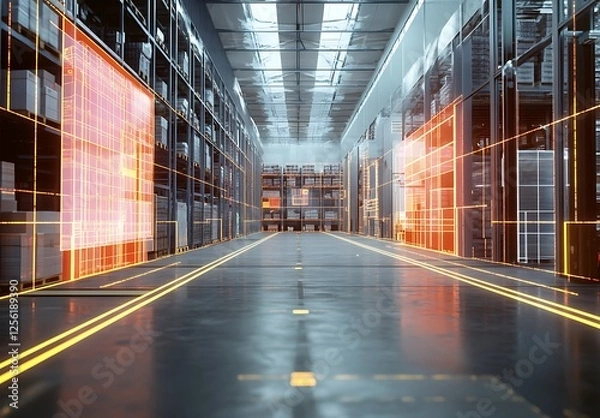 Fototapeta mart warehouse management system using augmented reality technology to identify package picking and delivery