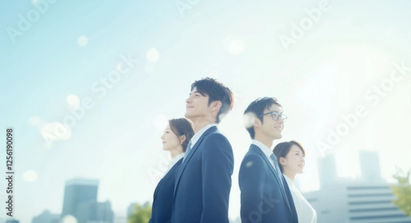 Obraz 新社会人、成長への道を歩むビジネスマンとビジネスウーマン