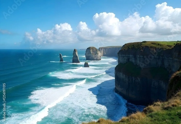 Obraz Coastline cliffs - Generative AI