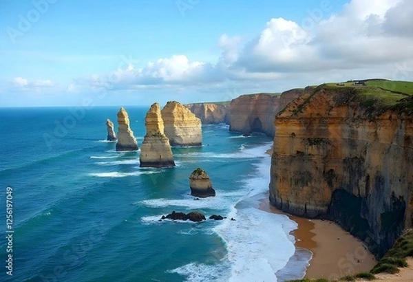 Obraz Coastline cliffs - Generative AI