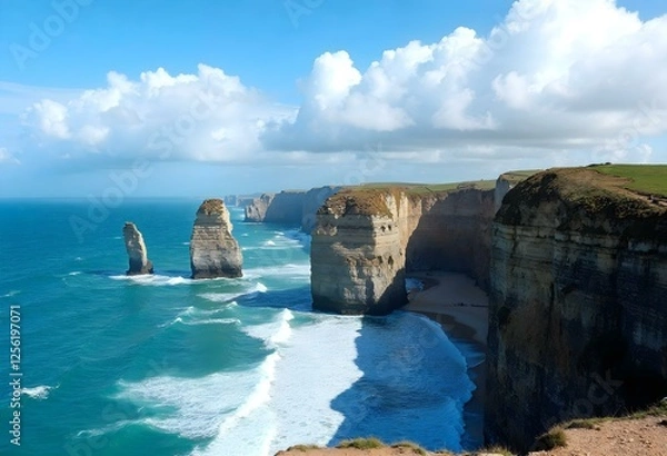 Obraz Coastline cliffs - Generative AI