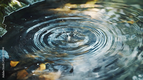 Fototapeta A water ripple effect captured in high detail, representing the global impact of water conservation