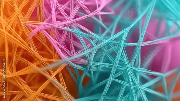 Fototapeta A colorful, tangled mass of strings in a rainbow of colors