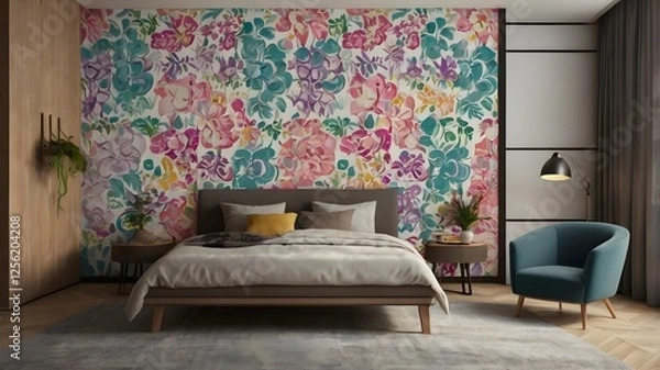 Fototapeta Smart mood-based wallpaper powered by AI that shifts colors and patterns in real-time to match the user’s emotions and preferences.

