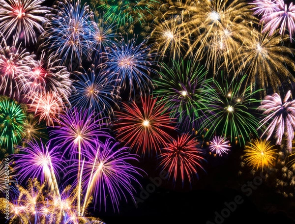 Obraz bunter Hintergrund mit Feuerwerk und Textfreiraum