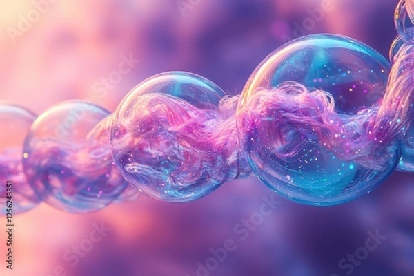 Obraz Floating semitransparent spheres abstract environment digital art ethereal atmosphere close-up view high fidelity concept