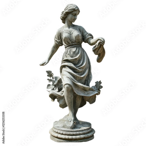 Fototapeta Elegant Female Statue in Graceful Pose on a white background.