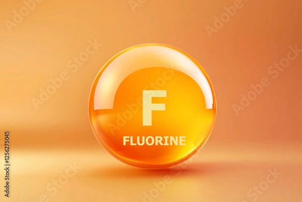 Obraz Glossy sphere with Fluorine symbol