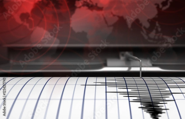Fototapeta Seismograph with paper