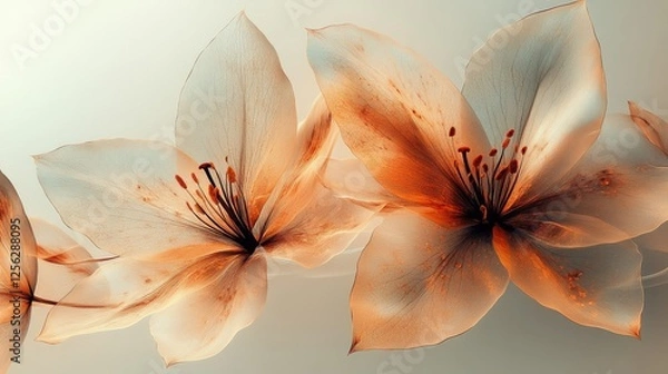 Obraz A close-up image of translucent flower petals overlapping each other,