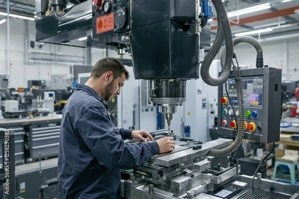 Obraz Precision Engineering: Advanced CNC Machinist in a High-Tech Workshop