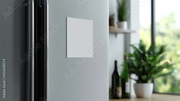Obraz White square magnet on fridge mockup