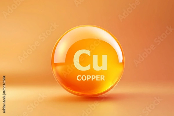 Obraz Glossy sphere with Copper symbol