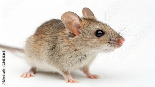 Fototapeta Small Mouse on White Background