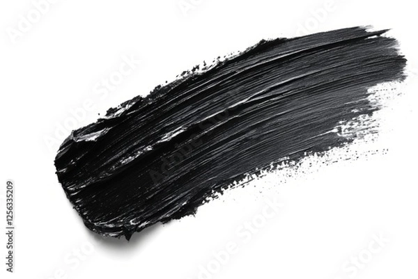 Obraz Black creamy texture creating a bold, dynamic stroke on a clean white background
