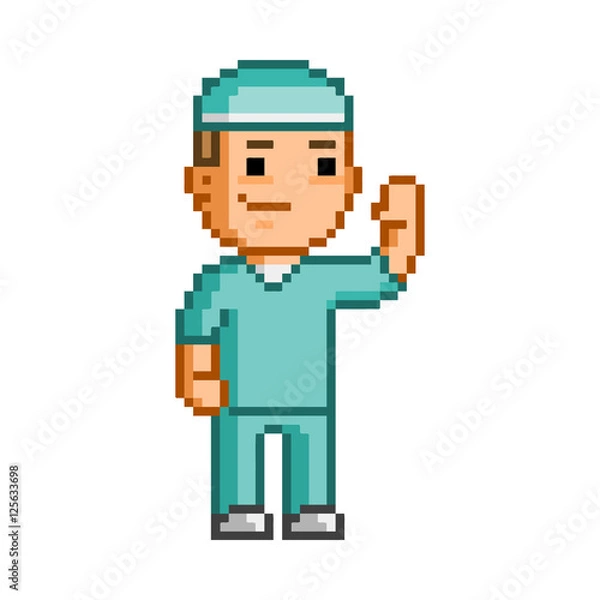 Fototapeta Vector 8 bit pixel surgeon for design