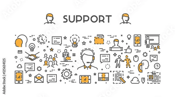 Obraz Vector line concept support. Open path