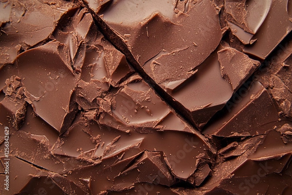 Fototapeta Cocoa pieces broken into chunks spread across a flat surface ready for baking or dessert preparation. Generative AI