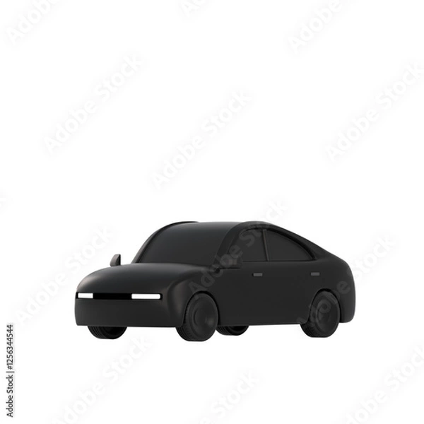 Fototapeta 3D lowpoly black car object icon