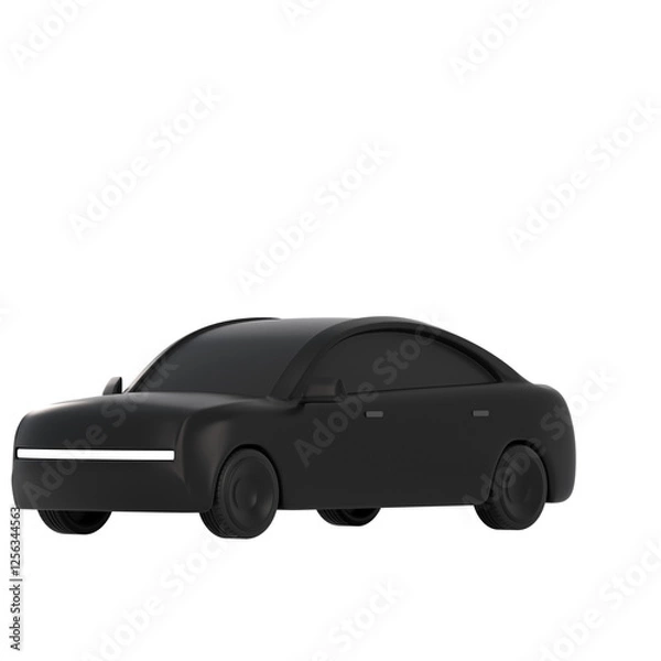 Fototapeta 3D lowpoly black car object icon