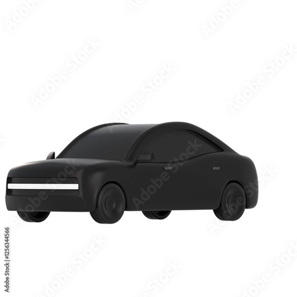 Fototapeta 3D lowpoly black car object icon