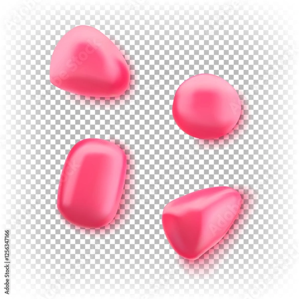 Obraz 3D set of pomegranate seeds. Vector stylized illustration isolated on white background.Ripe healthy fruit.