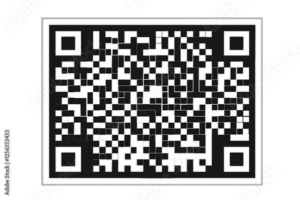 Fototapeta Detailed View of Black and White QR Code Against White Background