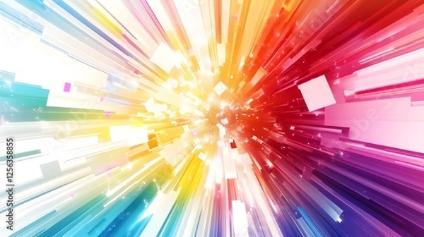 Fototapeta Vibrant Colorful Burst of Light Explosion Radiating Abstract Background