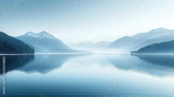 Fototapeta Frozen hokkaido lake rippling ice and distant mountains
