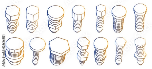 Obraz Bolt and nut icon bundle