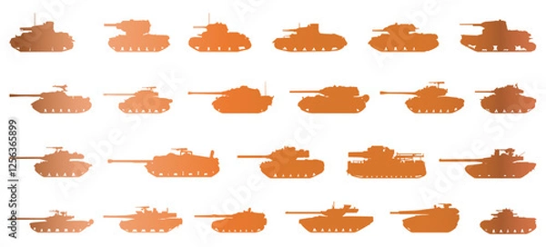 Obraz Tank army icon collection