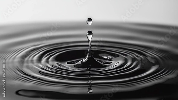 Fototapeta A water droplet creating ripples on a smooth surface.