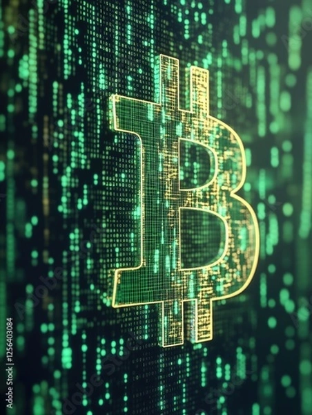 Fototapeta Digital Blockchain Cryptocurrency Bitcoin