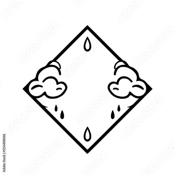Fototapeta Diamond-shaped Frame with Rain Clouds and Droplets