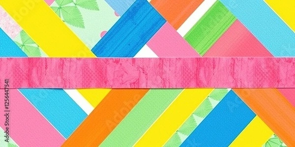 Fototapeta Colorful Patterned Background with Decorative Washi Tape