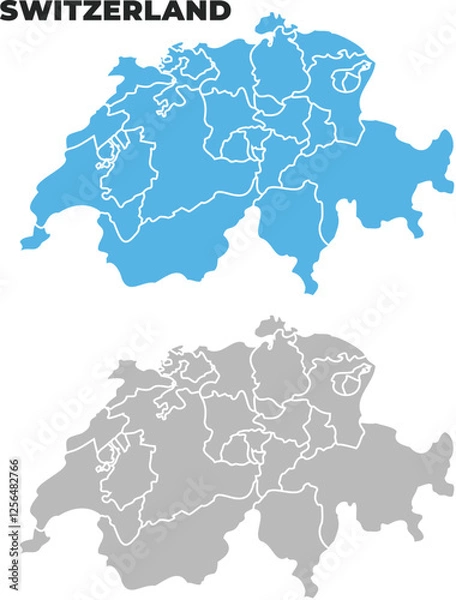 Obraz Switzerland simple maps flat illustration