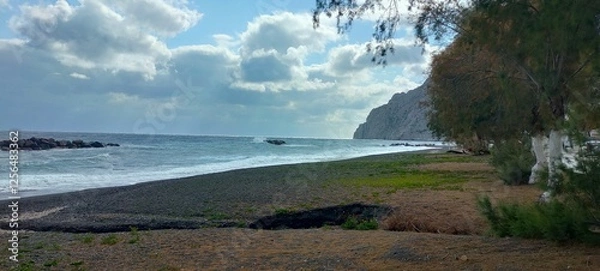 Fototapeta 
empty kamari beach based on santorini greece
