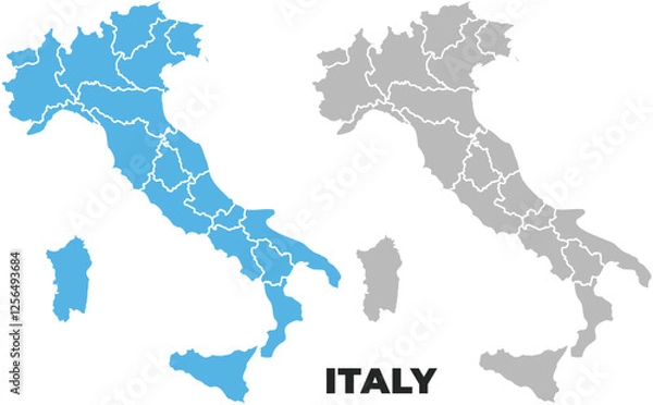 Fototapeta Italy simple maps flat illustration