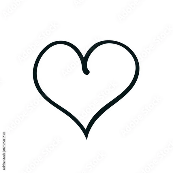 Fototapeta Minimalist Thin Black Line Heart Icon - Transparent PNG for Versatile Graphic Design and Creative Projects, Ideal for Websites, Social Media, and Digital Content