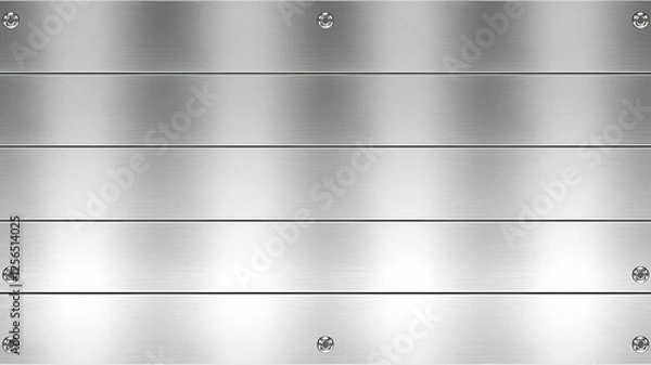 Fototapeta Abstract metal background with a symmetrical pattern of polished steel panels in various shades of silver, pattern, steel, background
