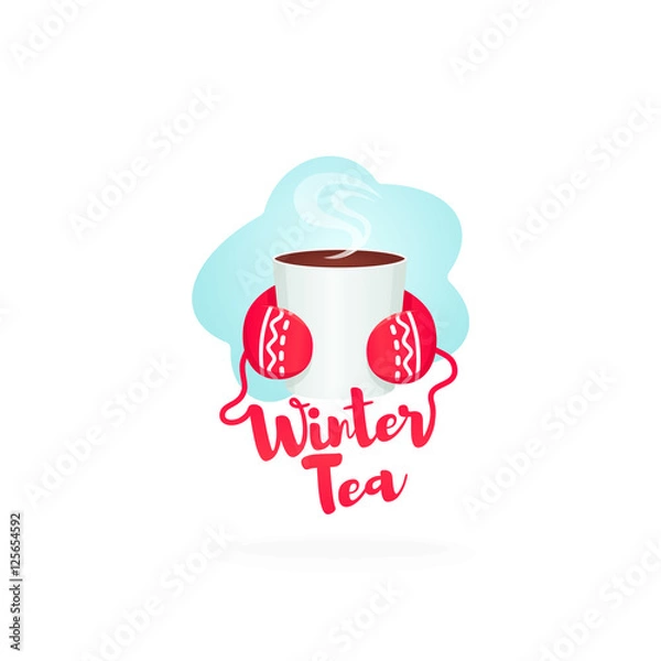 Obraz Winter Tea. Labels, emblem. Hot tea. Christmas time.