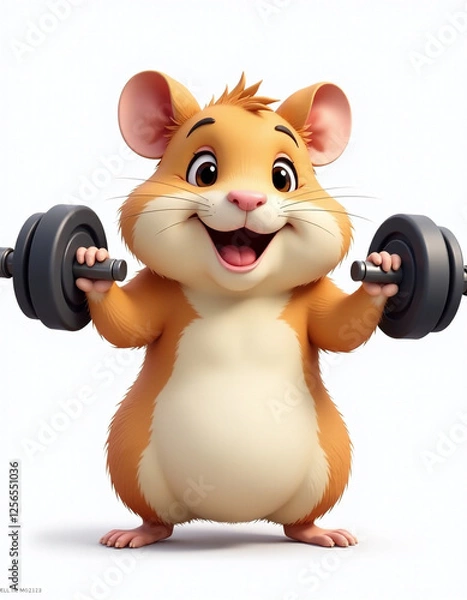 Obraz Hamster lifts dumbbells